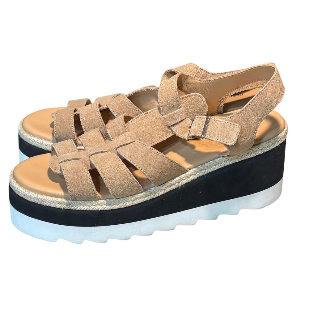 Free People Mykonos Fisherman Platform Suede Buckle Cushioned Sandals Size 10